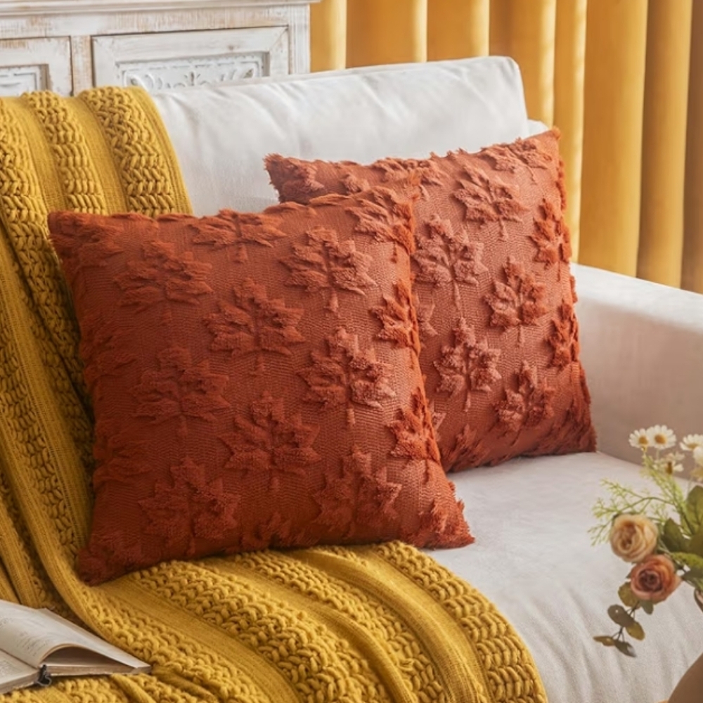 2/$20 NWT Fall Maple Leaf Autumn Burnt Orange Pillowcases Set Of 2